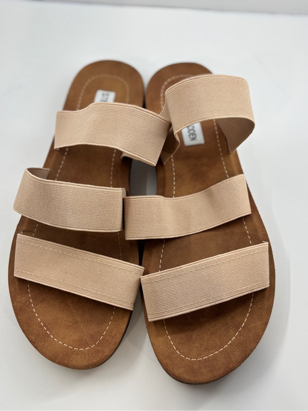 Steve Madden Nude/Tan Triple Strap Slide Sandals
